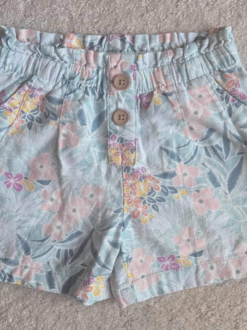 OshKosh B'gosh Light Blue Floral Elastic-Waist Shorts